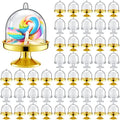 Tessco for you 48 Pcs Plastic Mini Cake Stand with Dome Lid,Gold, Clear - color: Gold, Clear