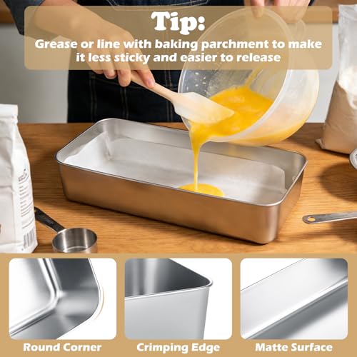 AKOLAFE 4 Pack Stainless Steel Loaf Pan Large 12.5”x5.5” Banana Bread Pan for Homemade Bread Loaf Pans for Baking Bread Tin Long Sourdough Bread Baking Pan Metal Sandwich Loaf Bread Pans for Meatloaf