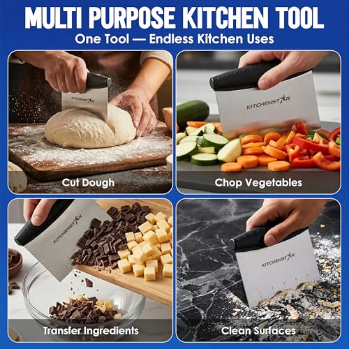 Multi-Purpose Bench Scraper/Dough Cutter for Bread & Pastry, 6-inch, Silver