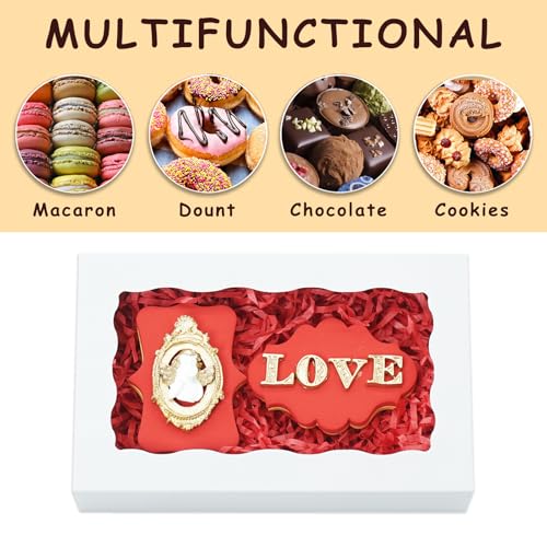 XINHPKGG 50 Pcs Cookie Boxes 7" x4 3/8" x1 1/2" Bakery Boxes with Window - color: White