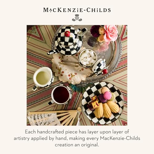 MACKENZIE-CHILDS Pedestal Platter, Mini, Black-and-White Courtly Check - color: Courtly Check, size: Mini