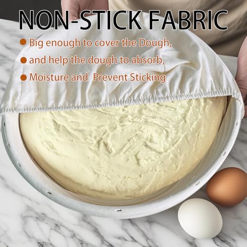 SOV Bread Basket Liner Cloth, Natural Rattan Dough Banneton Proofing Cloth, round bread proofing liner, Baking Sourdough Basket Cover, 6 Pieces 10 inch (round basket cloth)