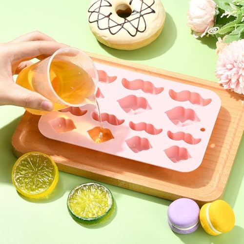 Airssory 2Pcs Silicone Beard and Lip Mold Pink 18.7x11.8x1.8cm for DIY Lip Shaping Candy Chocolate Cookies - color: Beard and Lip Molds