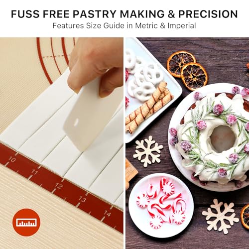 DANIA & DEAN Silicone Baking Mat, 28x20 Large Pastry Mat with Measurements - color: Red, size: 28"L x 20"W