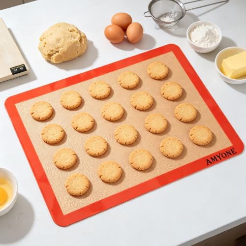 AMYONE Silicone Baking Mats, 11.6 x 16.5 Inch Half Sheet Pan Liners, 2 Pack - size: 16.6"L x 11.6"W