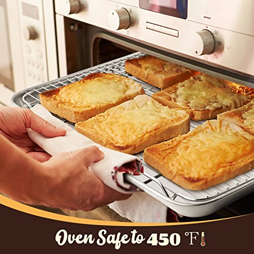 E-far Cookie Sheet with Rack Set, 18”x13” Baking Pan for Oven Roasting - size: 17.7"x13"