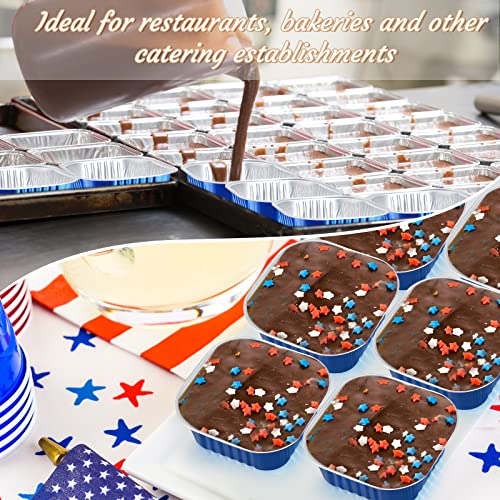 50 Pcs Aluminum Foil Baking Cups with Lids 10 oz Square Baking Cups Disposable Ramekins with Lids for Flans Snacks Pudding Pan Tin Wedding Catering Party Favor (Royal Blue) - color: Royal Blue