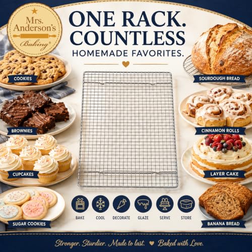 Mrs. Anderson’s Baking Professional Half Sheet Baking and Cooling Rack, 16.5 x 11.75-Inches, Set of 2 - size: Half Sheet, Set/2, 11.75 x 16.5-Inch