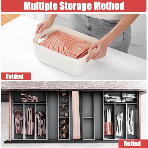 Silicone Pastry Mat Large Baking Mat 36X24 inch Dough Mat with Measurements - color: Red, size: 24"L x 36"W