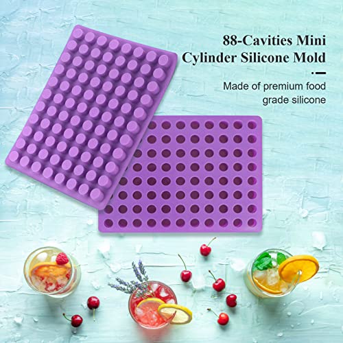 88-Cavities Mini Cylinder Silicone Mold Small Ice Mold Tray Round Silicone Candy Molds for Ice Cube Cake Decoration Chocolate Mold Jelly Candy Mold for Candy Chocolate Gummy Baking