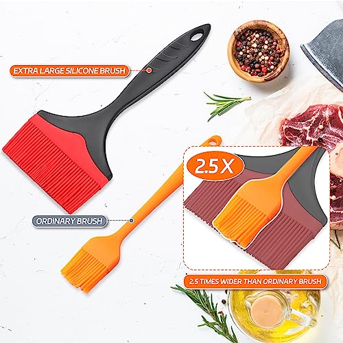 Large Silicone Basting Pastry Brush - Silicone Basting Brush for Grilling,Heat Resistant Brushes Spread Oil Butter Sauce for Cooking Baking BBQ,3.95inch Extra Wide Grill Basting Brush（Red 2） - color: Red 2