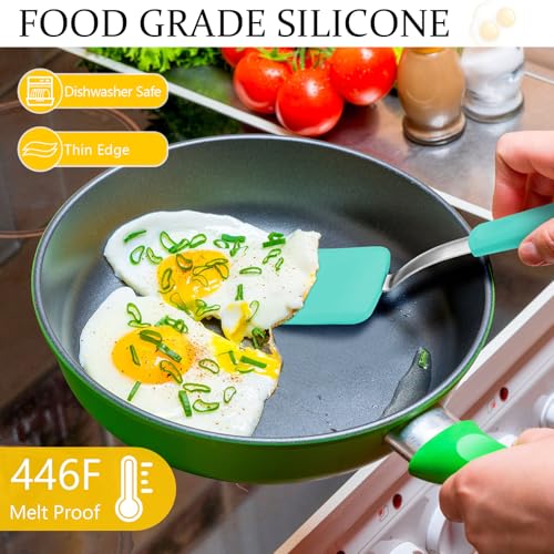 2Pcs Mini Silicone Cookie Brownie Spatula, Solid Flat, Green - color: Green, style: Solid Flat