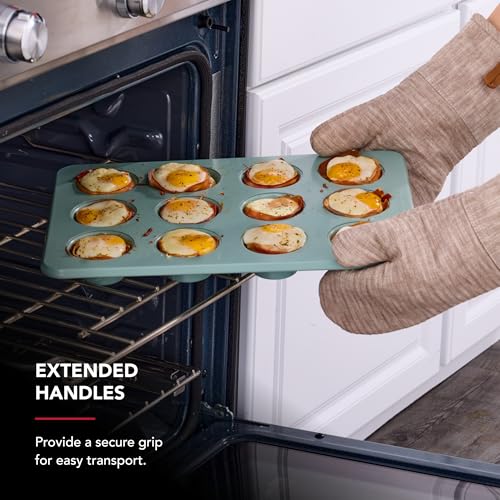 KitchenAid Nonstick Aluminized Steel Muffin Pan, Dishwasher Safe, 12 Cup, Cardamom - color: Cardamom, size: 12 Cup