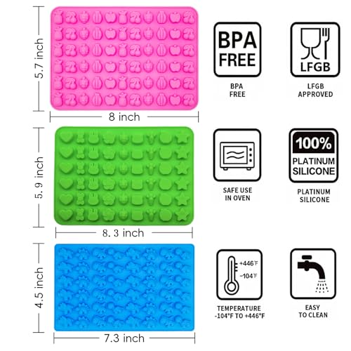 5Pcs Gummy Candy Molds - Silicone Gummy Dinosaur/Marine Animal/Donut/Small Hearts Shapes/Fruit Snack Mold with 2pcs Dropper,Non-stick and Bpa Free for Mini Candy Chocolate Gummies Baking - color: 5pcs Candy Molds