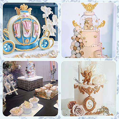 3 Pcs Baroque Style Silicone Molds, Curlicues Scroll Lace Fondant Molds, Relief Flower Mould Filigree Mold 3D Sculpted for Gummy Sugar, Cupcake Topper, Polymer Clay, Crafting Projects - color: Gray-C