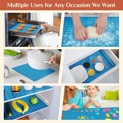 GTJ Silicone Baking Mat Roll, Reusable Baking Sheet Liners, 12 in x 10 ft - color: Blue + White Line, size: 120"L x 12"W