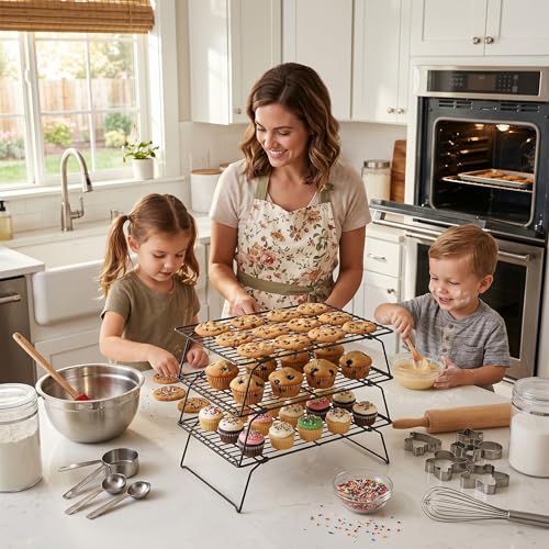 Cooling Rack for Baking, 3-Tier Stackable Wire Rack 10"x15.8" - color: Cooling rack*3