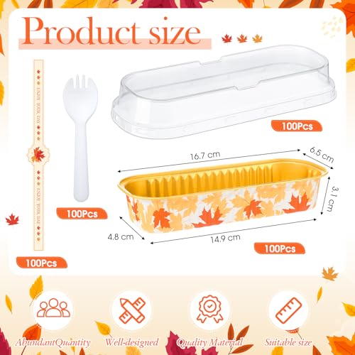 Tioncy 100 Pcs Mini Loaf Pans with Lids Spoons, Maple - style: Maple