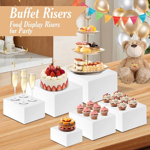 6 PCS Buffet Risers, Large Food Risers for Buffet Table, Dessert Display - color: White, size: 10" 9" 8" 7" 6" 5"