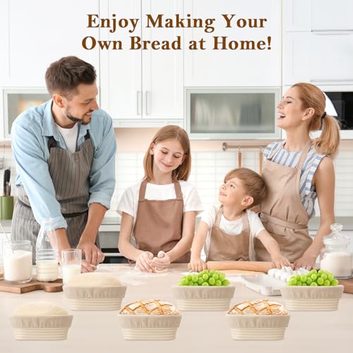 6.5 Inch Banneton Bread Proofing Basket Oval Mini Banneton Basket Set of 6, Small Sourdough Proofing Basket with Liner Rattan Sourdough Baking Supplies for Home Bread Baking - size: 6.5"Oval Basket-6 PCS