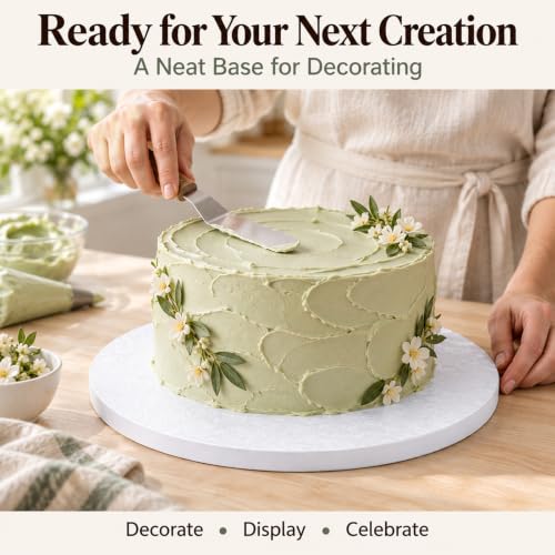 12 Inch Cakeboard 12 Pack, 1/2 Inch Thick Round Cake Boards, Bend Resistant & Sturdy White Cake Cardboard for Presenting Heavy/Tall Tiered Cakes, Base Para Pastel - size: 12 inch