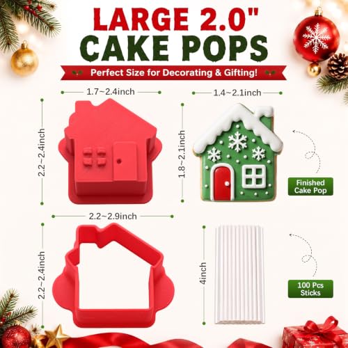 10 Pcs Christmas Cake Pop Molds Set with 100 Sticks - style: Christmas Style