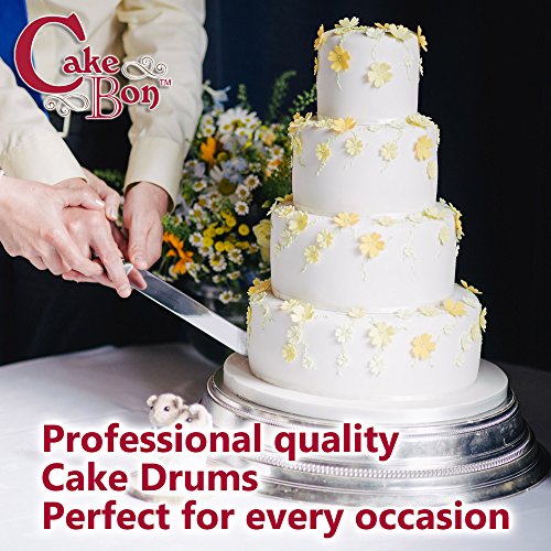 Cakebon Cake Boards 12" White Square Cake Drums 1/2" Wrapped Edge 1Pack - color: White, size: 12 Inch
