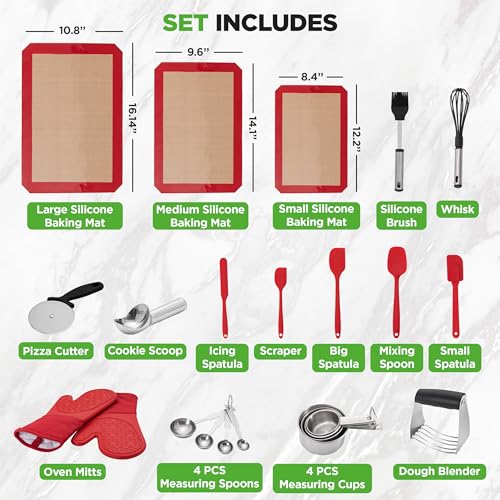 NutriChef 23 Pc Baking Utensils Set, Includes Measuring Cups, Mittts & More - color: Black
