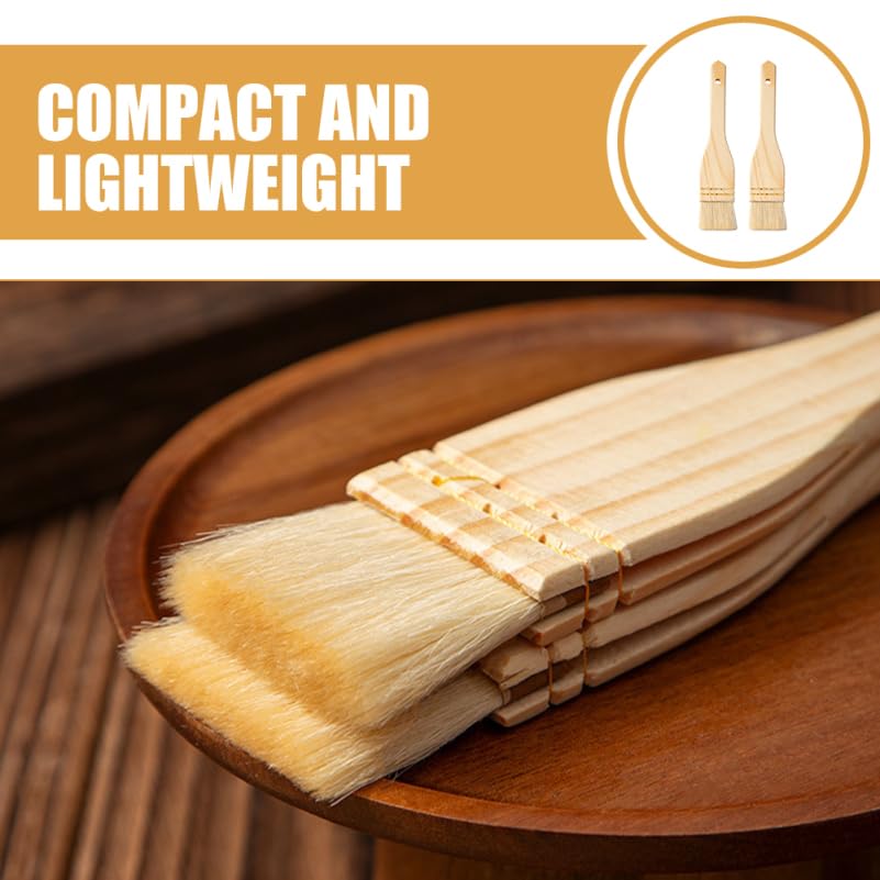 Ciieeo 4 pack Nonshedding Wool Basting Brush Beige Wood