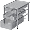 Simple Houseware Stackable 3 Tier Sliding Basket Organizer Drawer, Silver - color: Silver, size: 3-Tier