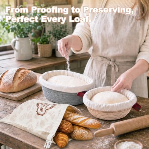 Sourdough Banneton Bread Proofing Basket with Beeswax Bag Set