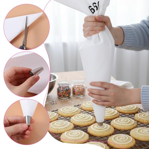 8 Pack 24 Inch Reusable Piping Bags, Cotton Cloth Pastry Bags with Plastic Coating, Large Canvas Cake Decorating Bag for Frosting, Icing, Cupcakes, Cookies