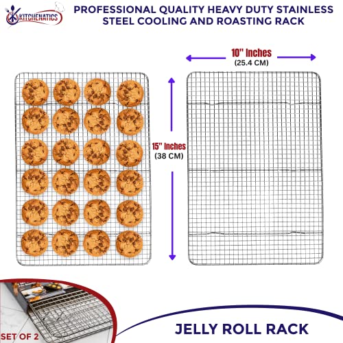 KITCHENATICS Jelly Roll Cooling Rack Stainless Steel Oven Safe Set of 2 - size: 10" x 15" Jelly Roll - 2 PCS