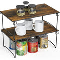 Deco Brothers Stackable Cabinet Shelf, 2 Pack, Rustic Brown - color: Rustic Brown