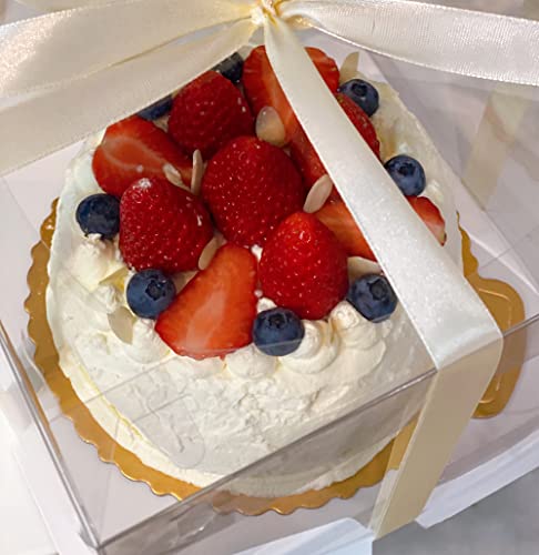 12X12X7inch Clear cake Boxes,Cake Carrier,Disposable Cake Containers, Large Cake box with Ribbon, Ideal for Large 10and 12Inch Cake carry,transparent cake box for birthday Party wedding -White - color: white-12x12x7inch-6Pcs