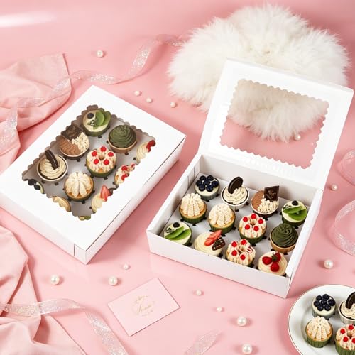 40 PCS Cupcake Boxes 12 Count Bakery Boxes with Window and Inserts