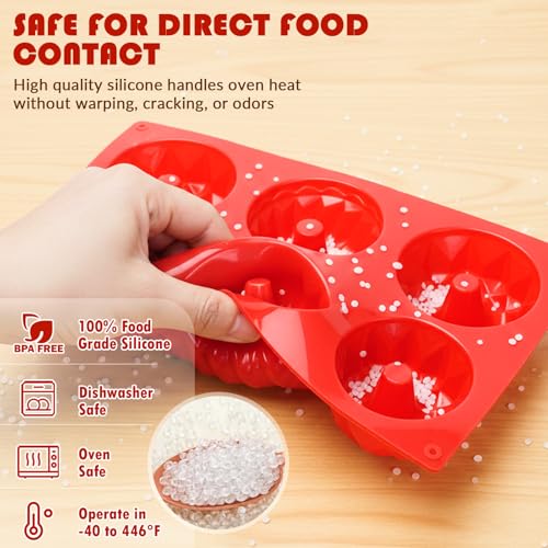 HKNMTT 2Pcs Mini Buntz Cake Pans for Baking 6-Cavity Fluted Tube Cake Pan - style: 3 Shaped buntz 2PCS