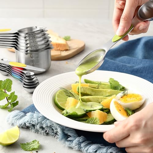 Spring Chef 15 Magnetic Measuring Cups & Spoons Set w/Levelers, Multicolor - color: Multicolor