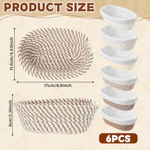 6 Set Mini Banneton Basket for Sourdough Bread Proofing, Brown - color: Brown, size: 6.9 x 4.53 x 2.36 Inches
