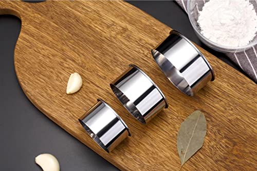 6 Pieces Round Cookie Cutter Set - Stainless Steel Circle Pastry, Biscuit, Dumpling, Cake, Donut Molds Stamps for Cooking and Baking