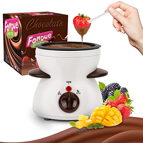 Fondue Pot Set, Mini Electric Fondue Pot Set for Melting Chocolate Cheese, Chocolate Meting Pot fondue maker Machine with Dipping Forks For Holiday Birthday Party Gift-White - color: White