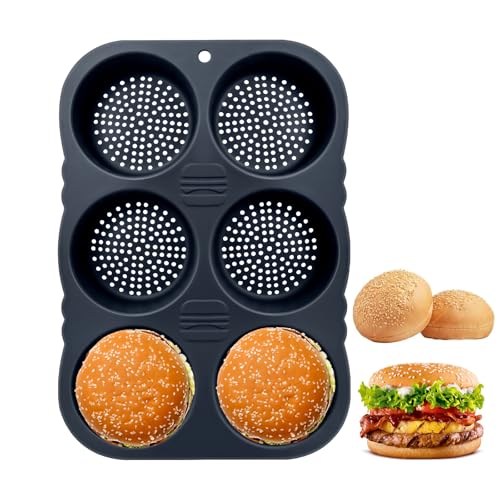 Hamburger Bun Pan,Silicone Hamburger Bun Mold - color: 6 Cavity