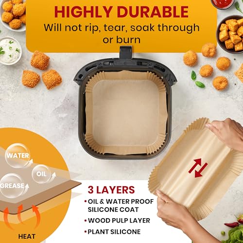 Air Fryer Liners Disposable 600 Pcs, 8" Square Non-Stick Parchment Sheets - color: 8" Square, size: 600 pcs