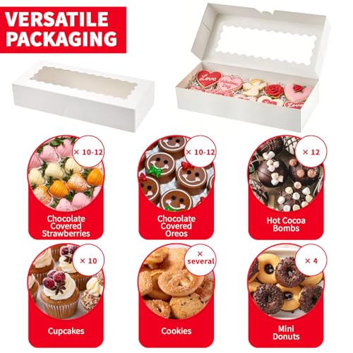 Cookie Boxes with Window, 12x5.5x2.5 Inches, 20 Pack - color: 12.5 x 5.5 x 2.5 Inch