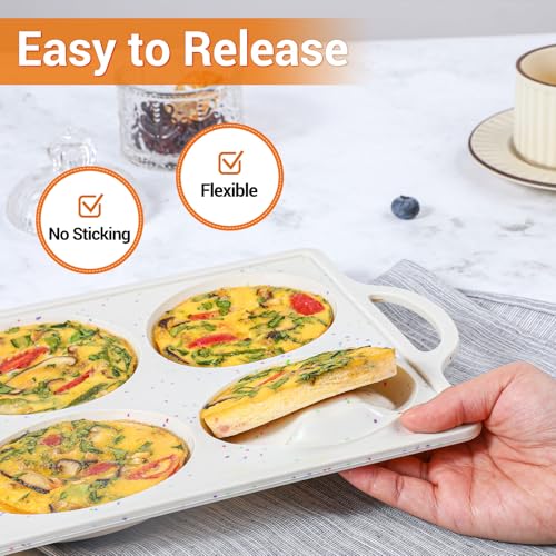 FUNBAKY Muffin Top Pan Non Stick, 4 Inch Metal Frame Silicone Egg Molds for breakfast sandwiches, Whoopie Pies, Egg Bites, English Muffins, 2 Pcs Confetti - size: Muffin Top Pan Jumbo 4": 2pcs