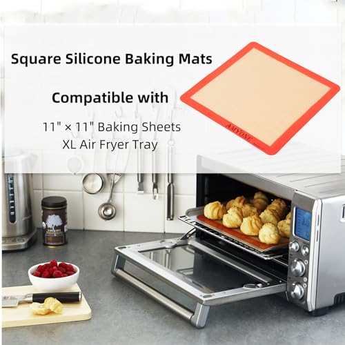 AMYONE 11x11 Silicone Baking Mat, Square Air Fryer Liner, Platinum, 2 Pack - size: 10.8"L x 10.8"W