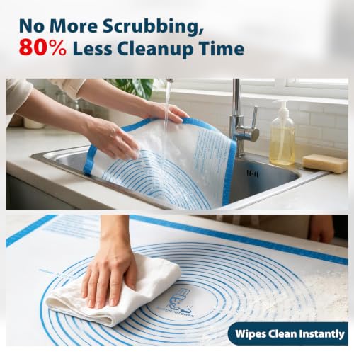 XXL-Large Pastry Mat For Rolling Dough: 36 X 24 Inch Silicone Baking Mat - color: Blue, size: 36"L x 24"W