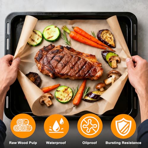 100pcs 9x13 inch Unbleached Parchment Paper Sheets for baking, Precut Heavy Duty Parchment Paper for Quarter Sheet Pans, Brown Non-Stick Liners for Oven, cookie sheets, Air Fryer Liners - size: 9x13inch-100pcs