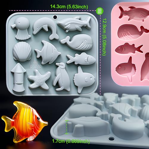 2Pcs Marine Theme Cake Silicone Mold chocolate molds silicone Ocean-Themed Baking Molds starfish fishing molds for Chocolates Candies Ice Cubes Soap Resin DIY Crafts and Beach-Themed Decor(11 Cavity) - size: 11 Cavity