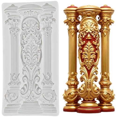 European Roman Column Silicone Mold Baroque Pillars Fondant Molds - color: Style E